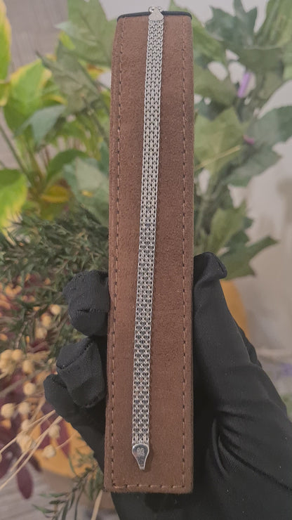 Sterling Silver 925 Woven Flat Bracelet - FKJBRLSL10698