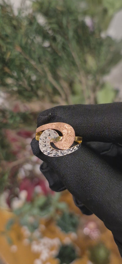 Gold Modern Curve Ring 21KT - FKJRN21KM11206