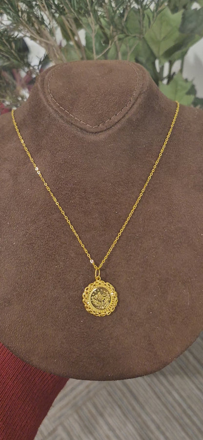 Gold Coin Charm Necklace 21KT - FKJNKL21KM11357