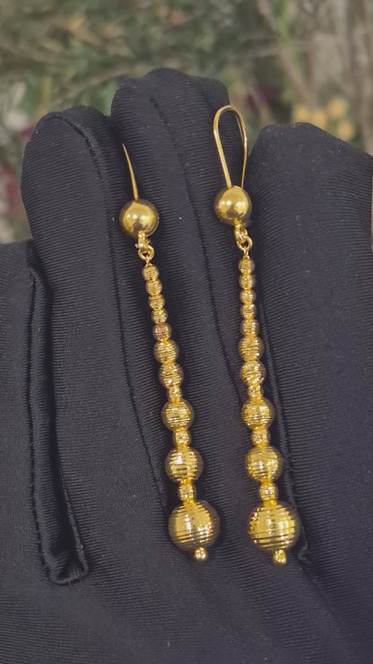Gold Hanging Earrings 21KT - FKJERN21KM11740