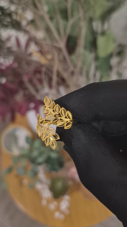 Gold Leaves Design Ring 21KT - FKJRN21KM11903
