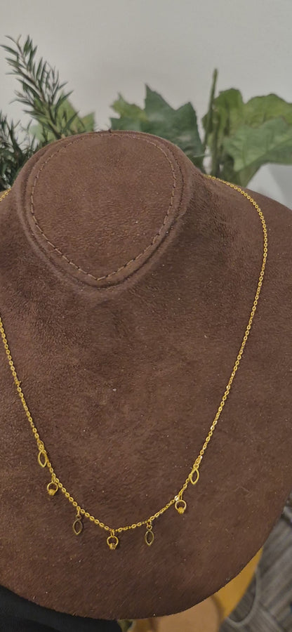 Gold Marquise Drop Necklace 21KT - FKJNKL21KM11227