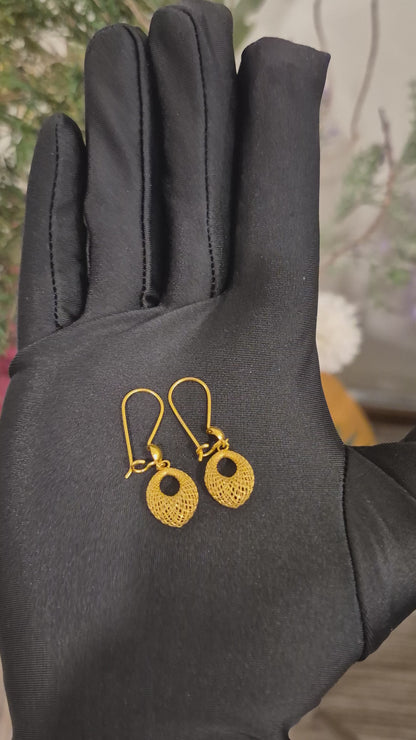 Gold Beautiful Hanging Earrings 21KT - FKJERN21KM12072