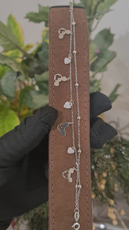 Sterling Silver 925 Mickey Mouse Charm Bracelet - FKJBRLSL10664