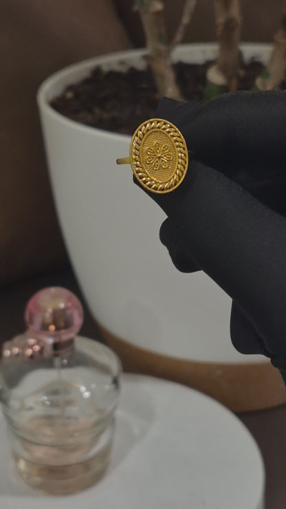 Gold Oval Filigree Statement Ring 21KT - FKJRN21KM12229