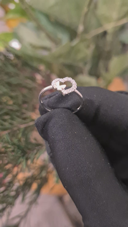 Sterling Silver 925 Flutter Heart Ring - FKJRNSL10752