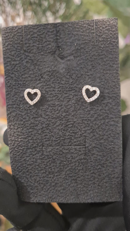 Sterling Silver 925 Halo Heart Earrings - FKJERNSL10812