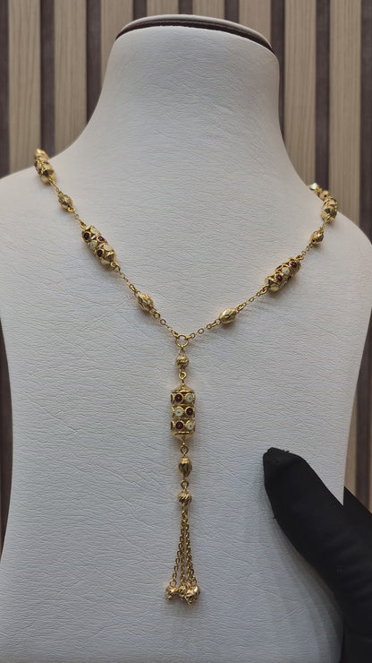 Gold Classic Dangler Necklace 21KT - FKJNKL21KM10378