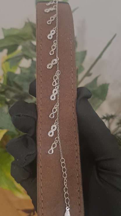 Sterling Silver 925 Infinity Dangling Bracelet - FKJBRLSL10640