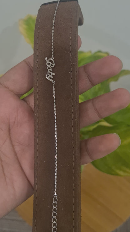 Sterling Silver 925 Baby Script Bracelet - FKJBRLSL10592