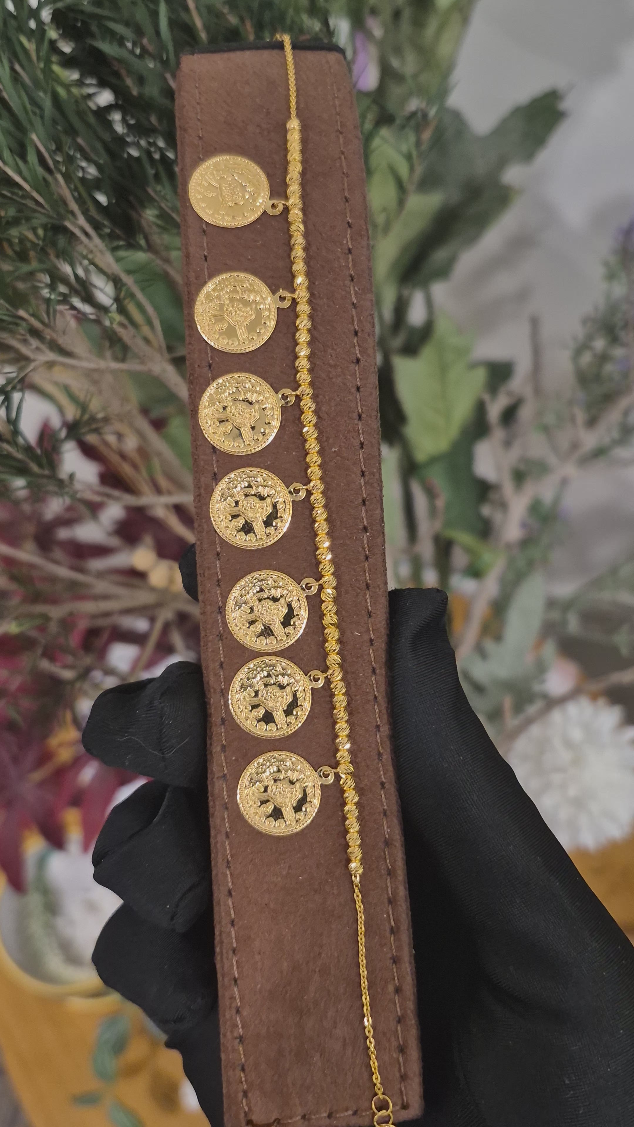 Gold Dangling Lira Coin Bracelet 21KT - FKJBRL21KM10927