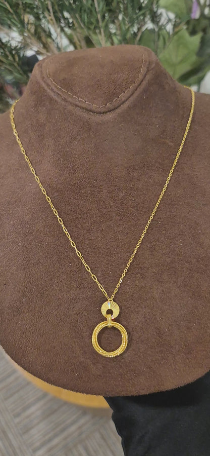 Gold Ring Drop Necklace 21KT - FKJNKL21KM11418