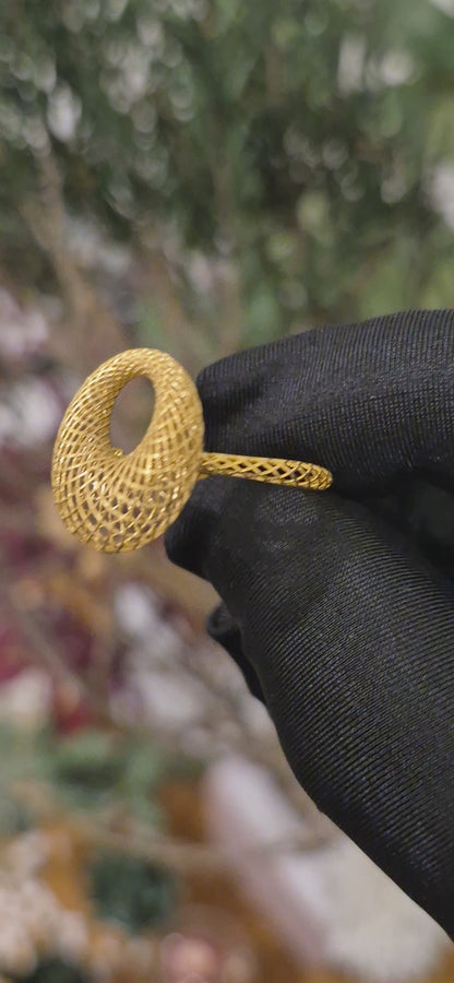 Gold Openwork Oval Ring 21KT - FKJRN21KM11239