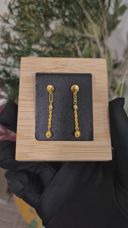 Gold Hanging Earrings 21KT - FKJERN21KM12077