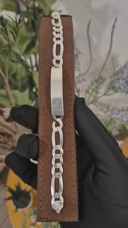 Sterling Silver 925 Engravable ID Link Bracelet - FKJBRLSLM12328
