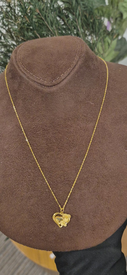 Gold Feminine Heart Necklace 21KT - FKJNKL21KM11416