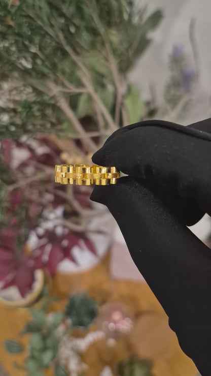 Gold Blocks Design Ring 21KT - FKJRN21KM12093