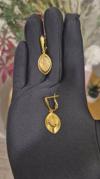 Gold Mesh Dangler Earrings 21KT - FKJERN21KM12051