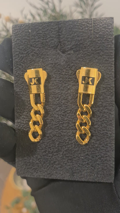 Gold Bold Link Earrings 21KT - FKJERN21KM10916