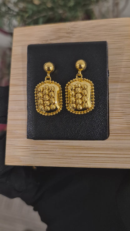 Gold Hanging Earrings 21KT - FKJERN21KM11779