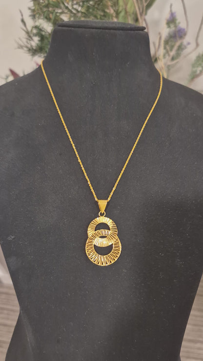 Gold Necklace (Chain with Ring Shaped Pendant) 21KT - FKJNKL21KM12021