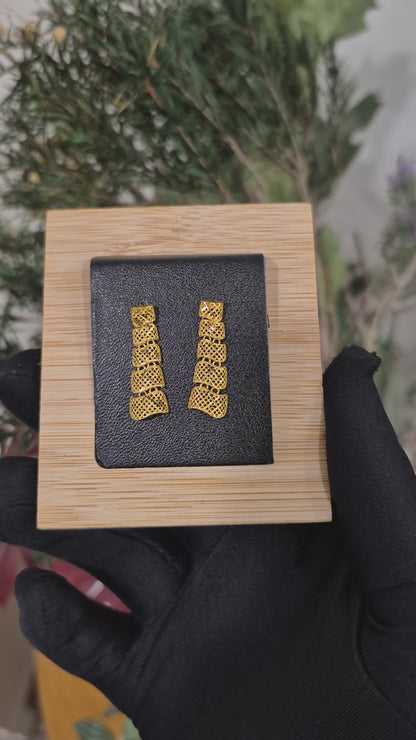 Gold Turkish Design Dangler Earrings 21KT - FKJERN21KM12049