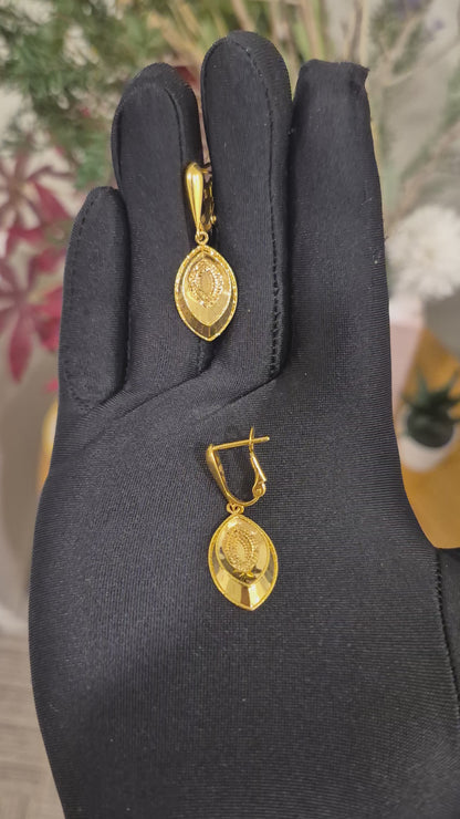 Gold Mesh Dangler Earrings 21KT - FKJERN21KM12051