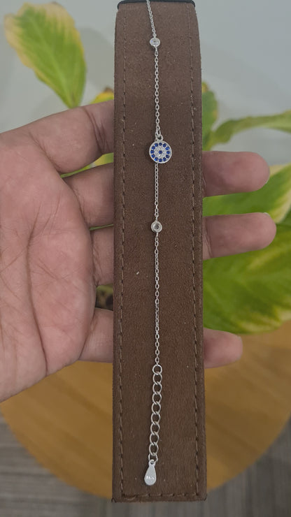 Sterling Silver 925 Circle Evil Eye Bracelet - FKJBRLSL10575