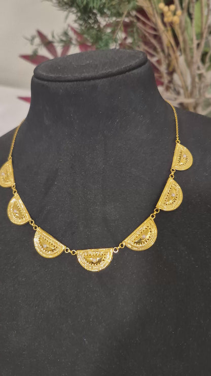 Gold Half Moon Necklace 21KT - FKJNKL21KM12090
