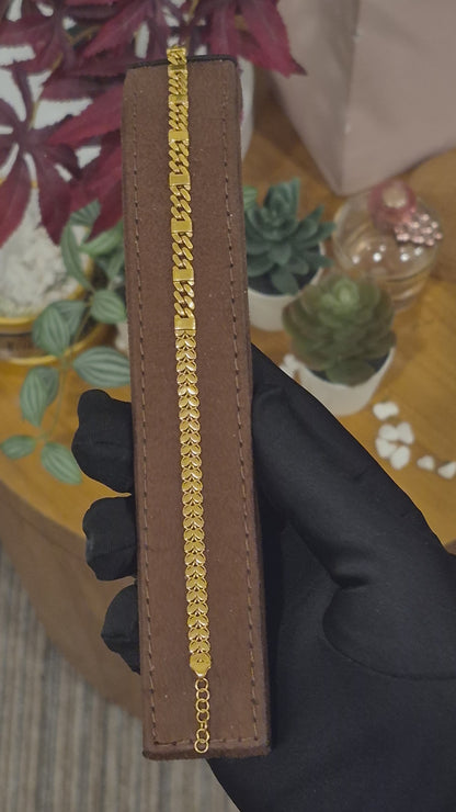 Gold Inter-link Chain Bracelet 21KT - FKJBRL21KM11743