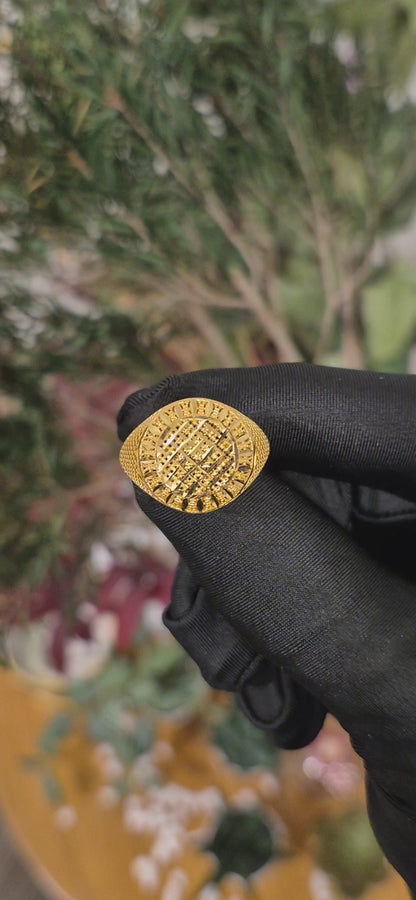 Gold Lattice Face Ring 21KT - FKJRN21KM11132
