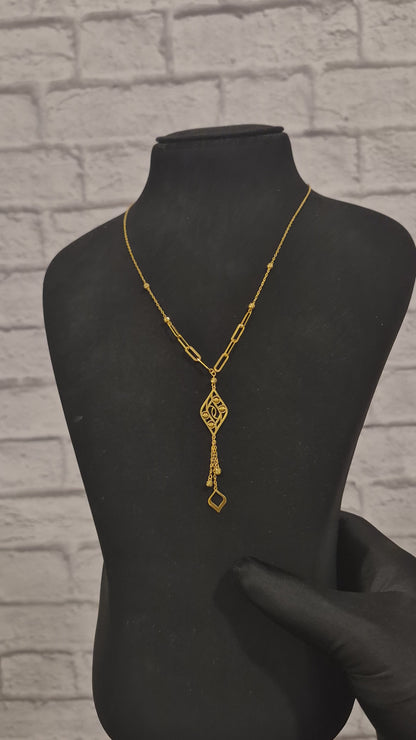 Gold Lariat Necklace 21KT - FKJNKL21KM12259