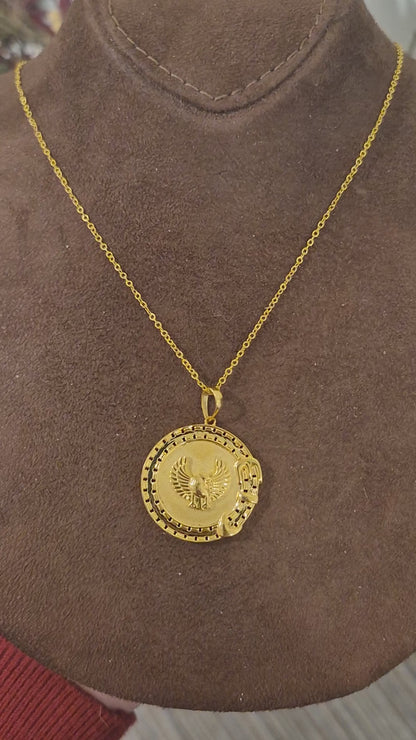 Gold  Regal Eagle Necklace 21KT - FKJNKL21KM11355