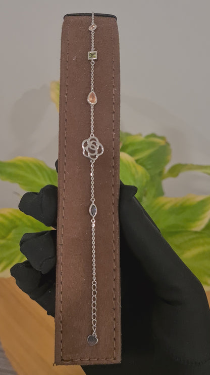 Sterling Silver 925 Rose Charm Bracelet - FKJBRLSL10557