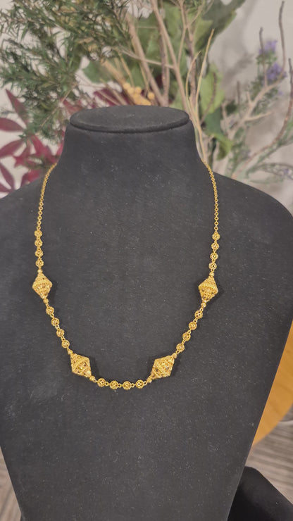 Gold Filigree Lantern Necklace 21KT - FKJNKL21KM11985