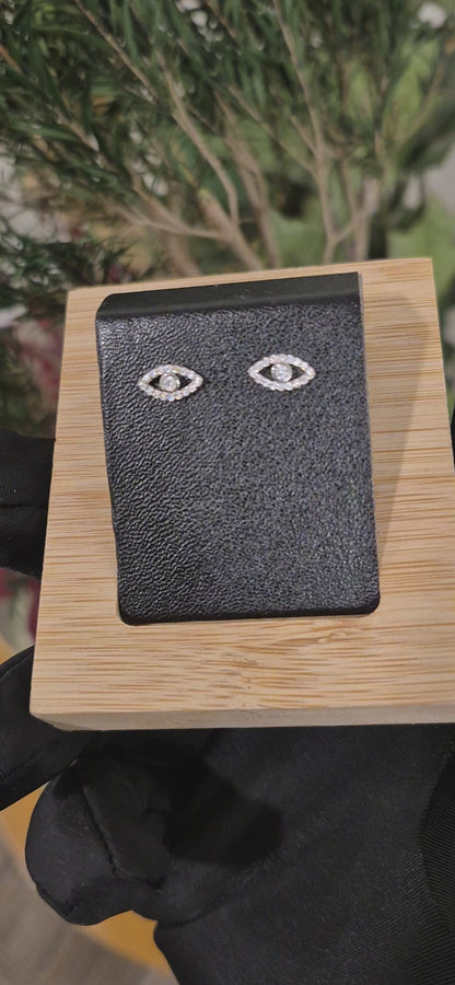 Sterling Silver 925 Eye Design Earrings - FKJERNSL11110