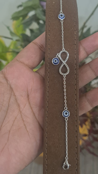 Sterling Silver 925 Infinity Evil Eye Bracelet - FKJBRLSL10622