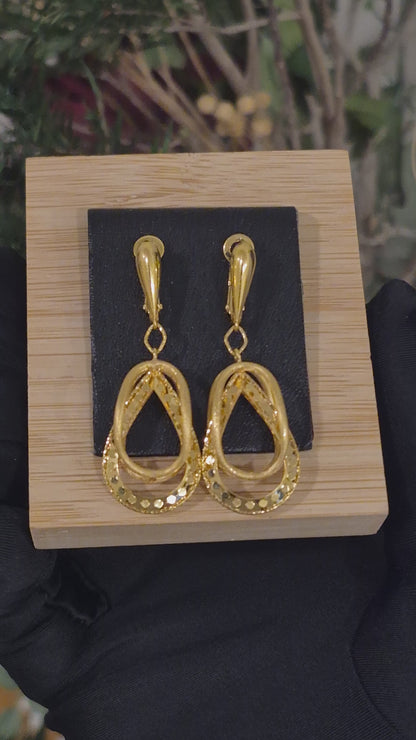 Gold Hanging Earrings 21KT - FKJERN21KM11724