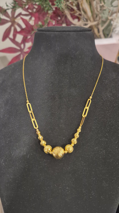 Gold Beads Necklace 21KT - FKJNKL21KM12002