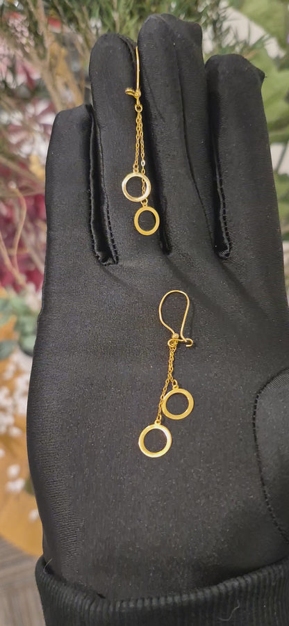 Gold Open Circle Dangle Earrings 21KT - FKJERN21KM11533