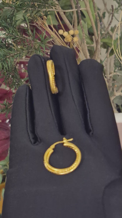 Gold Hoop Earrings 21KT - FKJERN21KM11722