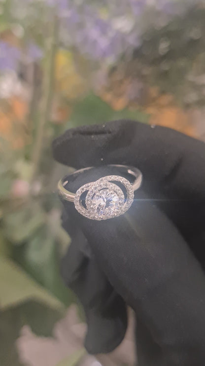 Sterling Silver 925 Centerpiece Diamond Ring - FKJRNSL10800