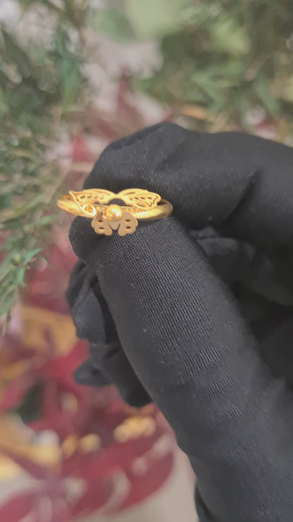Gold Butterfly Shaped Ring 21KT - FKJRN21KM10452