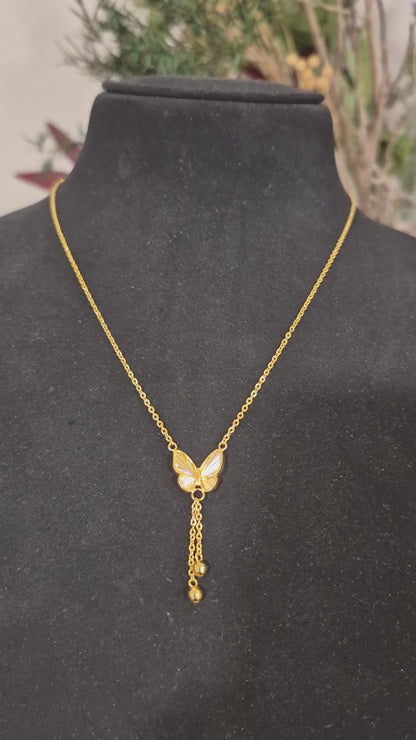 Gold Butterfly Shaped Necklace 21KT - FKJNKL21KM12048