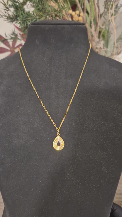 Gold Necklace (Chain with Tear-Drop Shaped Pendant) 21KT - FKJNKL21KM12037
