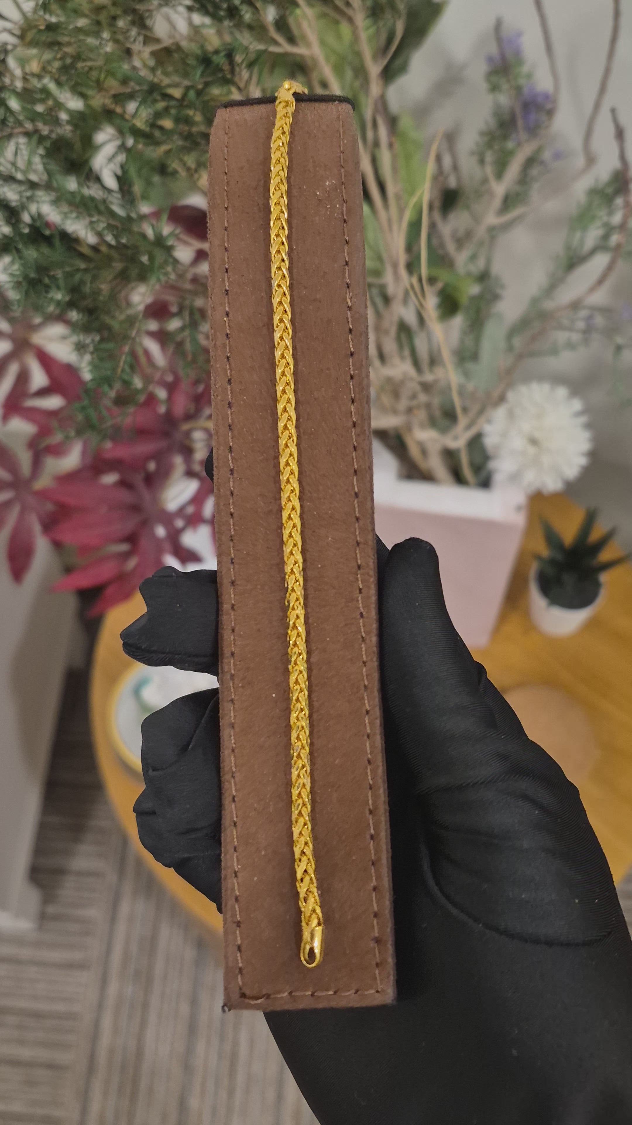 Gold Wheat Link Bracelet 21KT - FKJBRL21KM11999