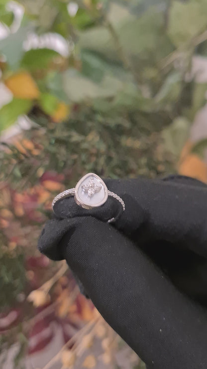 Sterling Silver 925 Pearl Drop Ring - FKJRNSL10765