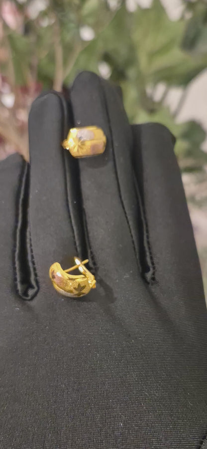 Gold Dual Tone Earrings 21KT - FKJERN21KM11372