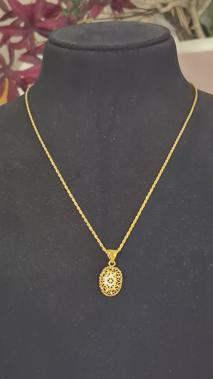 Gold Turkish Design Necklace (Chain With Pendant) 21KT - FKJNKL21KM11728