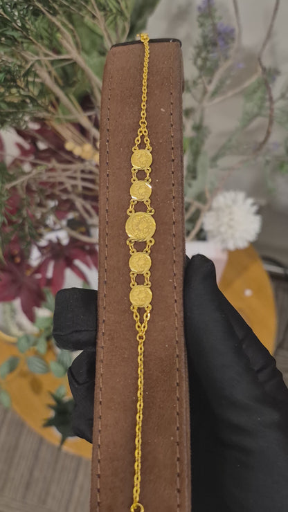 Gold Coin Chain Bracelet 21KT - FKJBRL21KM11640